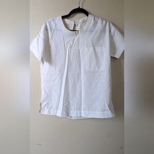 MADEWELL Silk and Cotton Tee, White/Cream, Pocket, XS